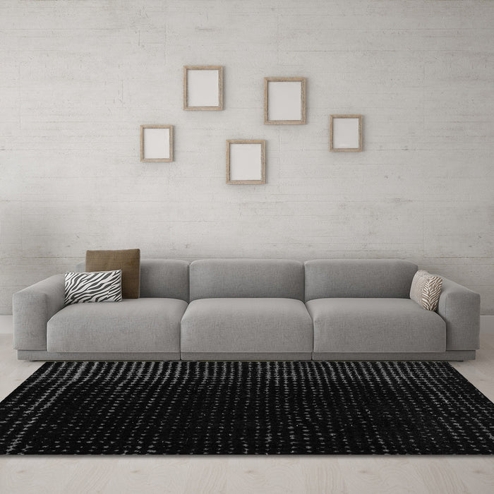 Machine Washable Abstract Gray Modern Rug in a Living Room,, wshabs4652gry