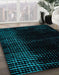 Machine Washable Abstract Medium Teal Green Rug in a Family Room, wshabs4653