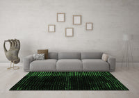 Machine Washable Abstract Emerald Green Modern Rug, wshabs4653emgrn