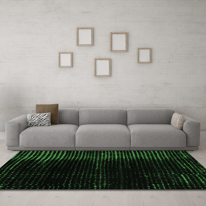 Machine Washable Abstract Emerald Green Modern Area Rugs in a Living Room,, wshabs4653emgrn