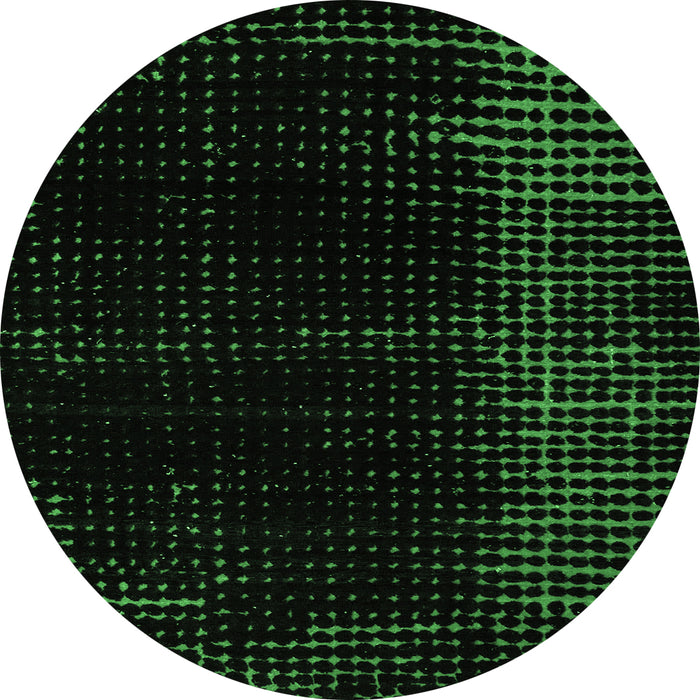 Round Abstract Emerald Green Modern Rug, abs4653emgrn