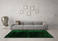 Machine Washable Abstract Green Modern Rug, wshabs4653grn