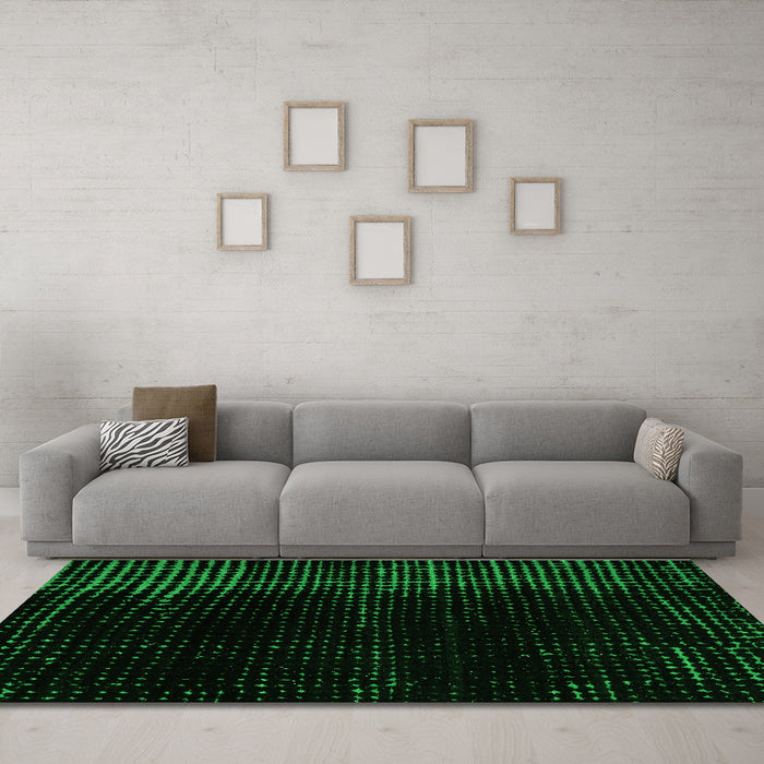 Machine Washable Abstract Green Modern Area Rugs in a Living Room,, wshabs4653grn