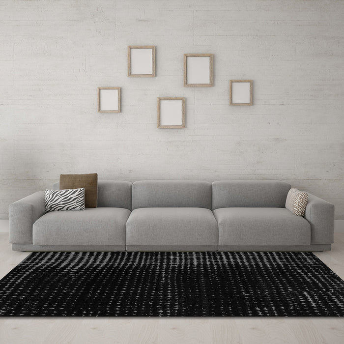 Machine Washable Abstract Gray Modern Rug in a Living Room,, wshabs4653gry
