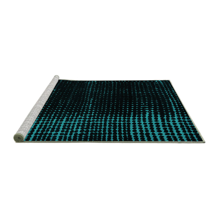 Sideview of Machine Washable Abstract Turquoise Modern Area Rugs, wshabs4653turq