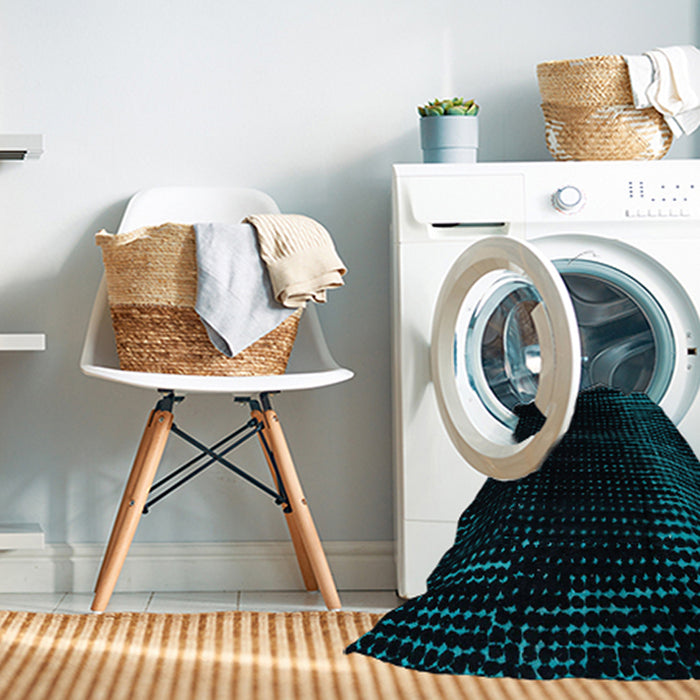 Machine Washable Abstract Medium Teal Green Rug in a Washing Machine, wshabs4653