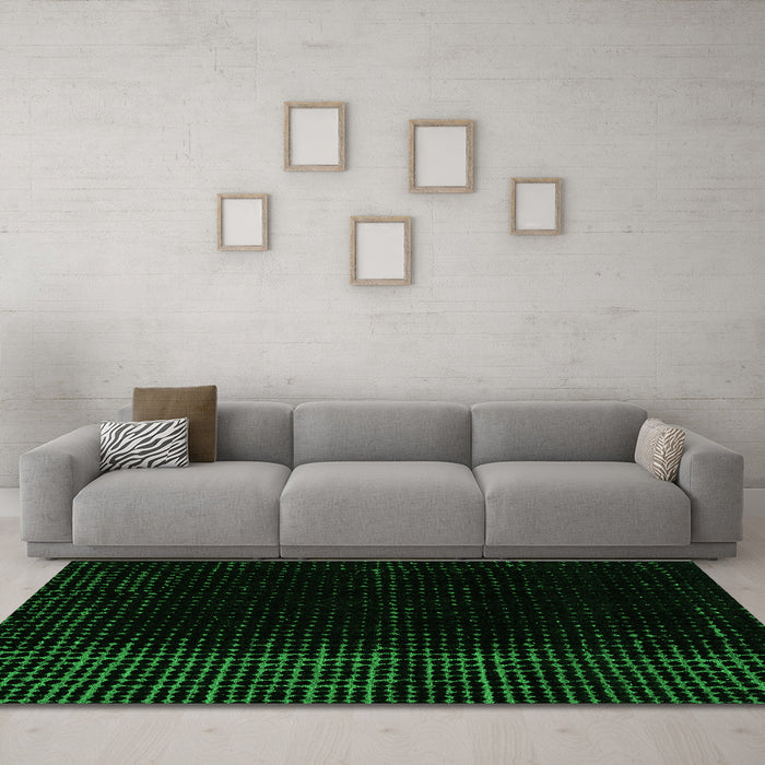 Machine Washable Abstract Green Modern Area Rugs in a Living Room,, wshabs4654grn