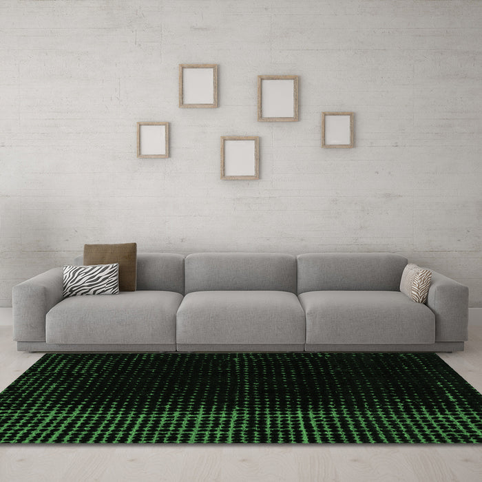 Machine Washable Abstract Emerald Green Modern Area Rugs in a Living Room,, wshabs4654emgrn