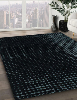 Abstract Dark Slate Gray Green Modern Rug in Family Room, abs4654