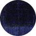 Round Machine Washable Abstract Blue Modern Rug, wshabs4654blu