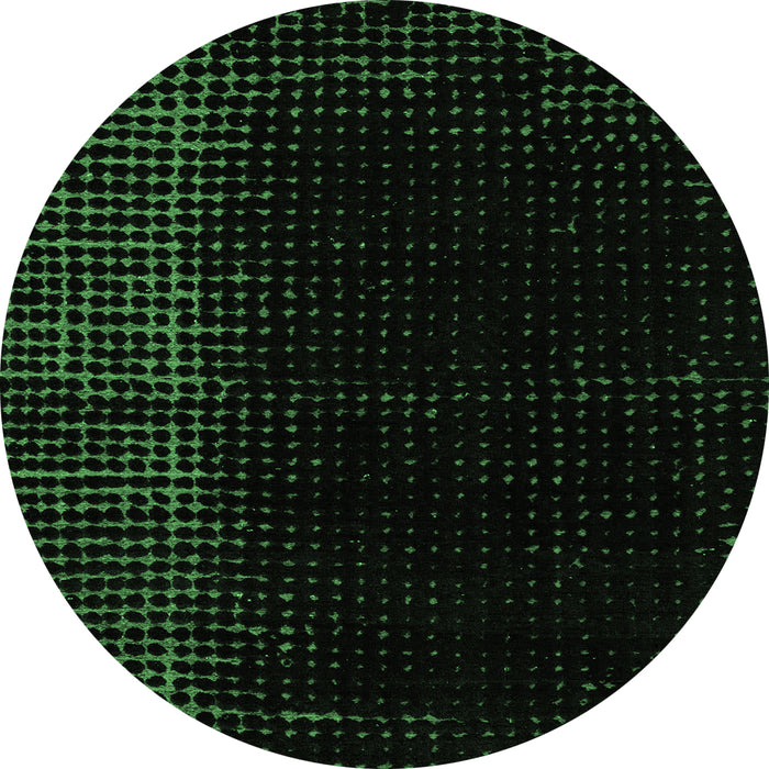 Round Abstract Emerald Green Modern Rug, abs4654emgrn