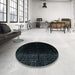 Round Machine Washable Abstract Dark Slate Gray Green Rug in a Office, wshabs4654