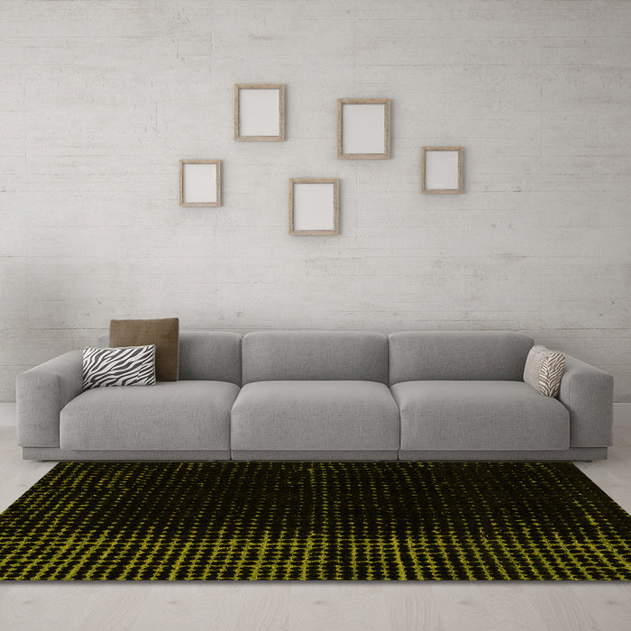 Machine Washable Abstract Yellow Modern Rug in a Living Room, wshabs4654yw