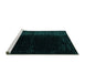 Sideview of Machine Washable Abstract Turquoise Modern Area Rugs, wshabs4654turq