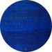 Round Abstract Cobalt Blue Modern Rug, abs4655