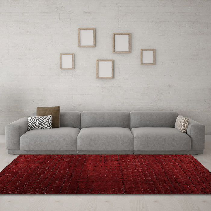 Modern Red Washable Rugs