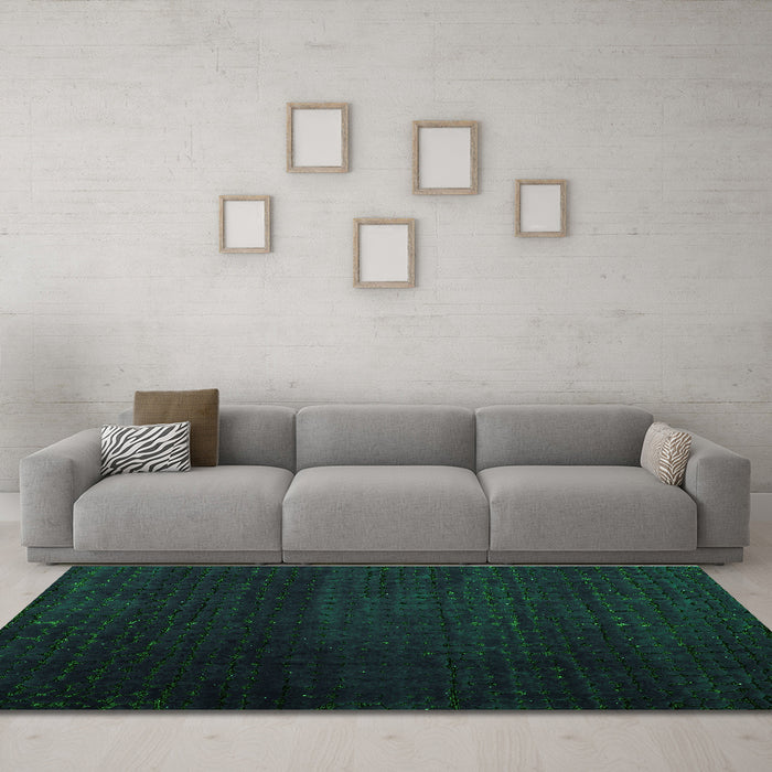 Machine Washable Abstract Green Modern Area Rugs in a Living Room,, wshabs4655grn