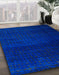 Abstract Cobalt Blue Modern Rug in Family Room, abs4655