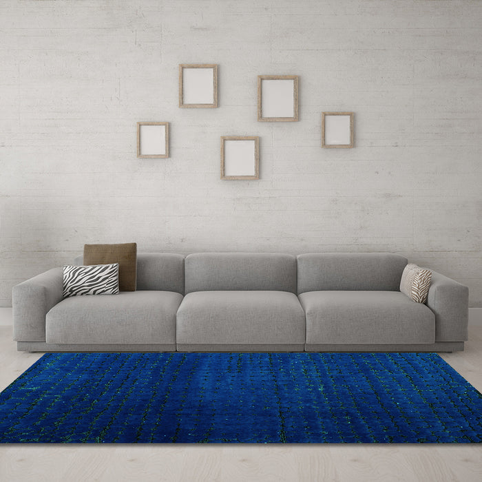 Machine Washable Abstract Turquoise Modern Area Rugs in a Living Room,, wshabs4655turq