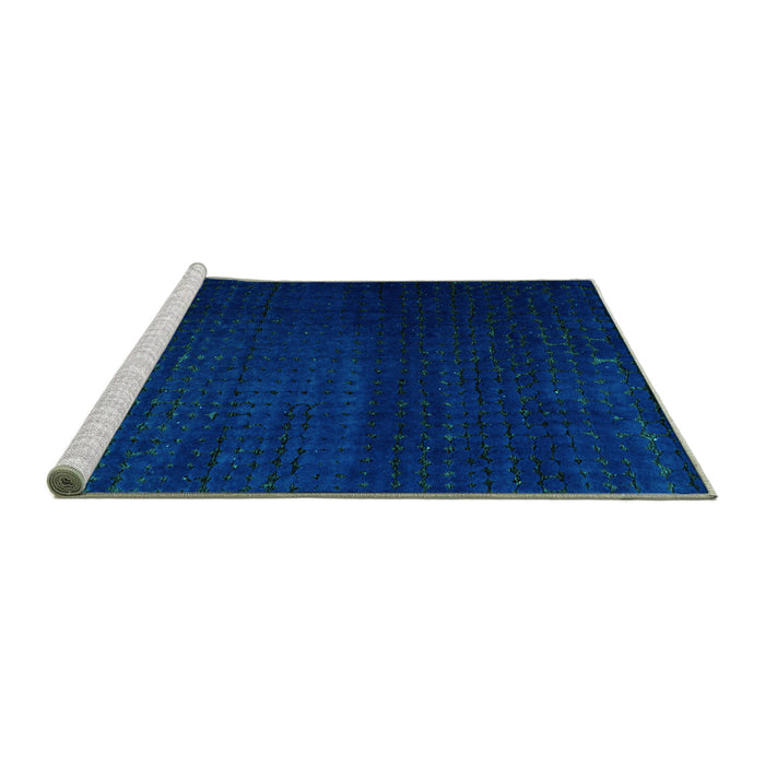 Sideview of Machine Washable Abstract Turquoise Modern Area Rugs, wshabs4655turq
