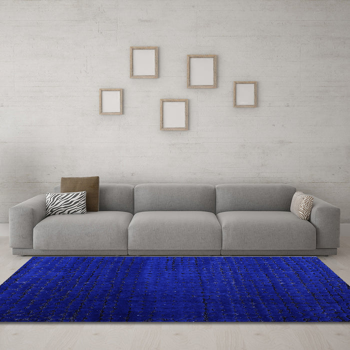 Machine Washable Abstract Blue Modern Rug in a Living Room, wshabs4655blu