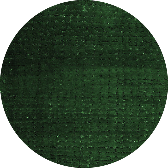Round Abstract Emerald Green Modern Rug, abs4655emgrn