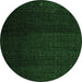 Round Abstract Emerald Green Modern Rug, abs4655emgrn