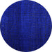 Round Abstract Blue Modern Rug, abs4655blu