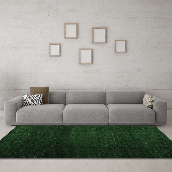 Machine Washable Abstract Emerald Green Modern Area Rugs in a Living Room,, wshabs4655emgrn