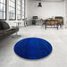 Round Abstract Cobalt Blue Modern Rug in a Office, abs4655