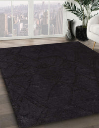 Abstract Charcoal Black Modern Rug, abs4656