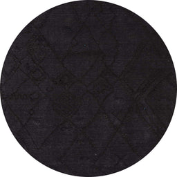 Round Machine Washable Abstract Charcoal Black Rug, wshabs4656