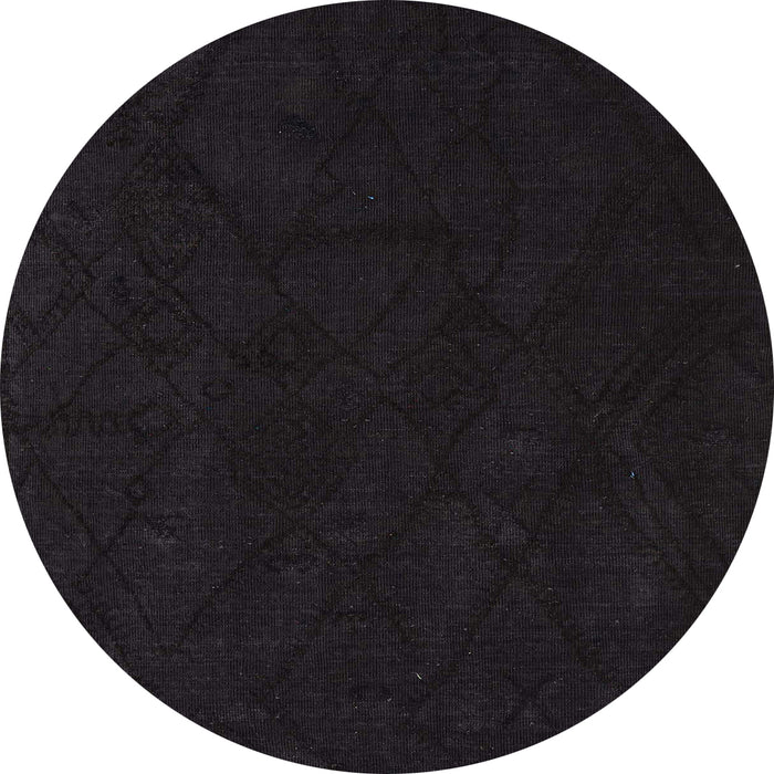 Round Abstract Charcoal Black Modern Rug, abs4656