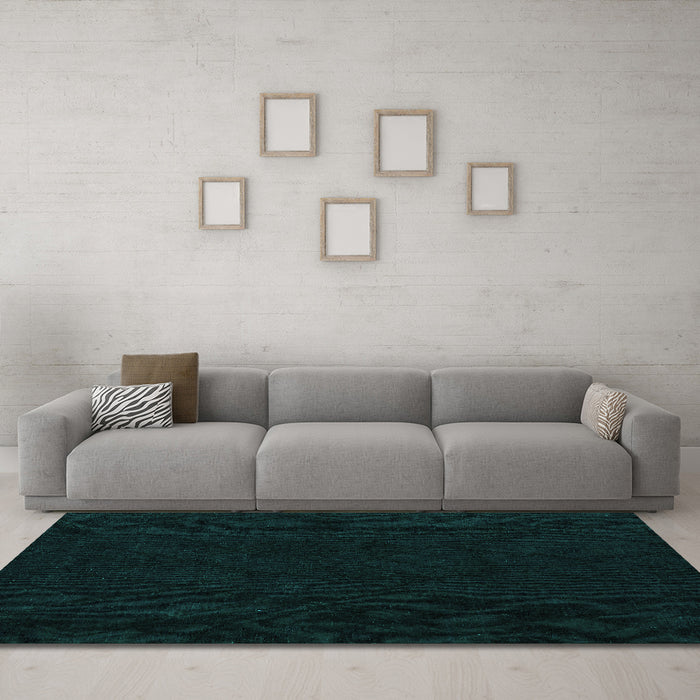 Machine Washable Abstract Turquoise Modern Area Rugs in a Living Room,, wshabs4656turq
