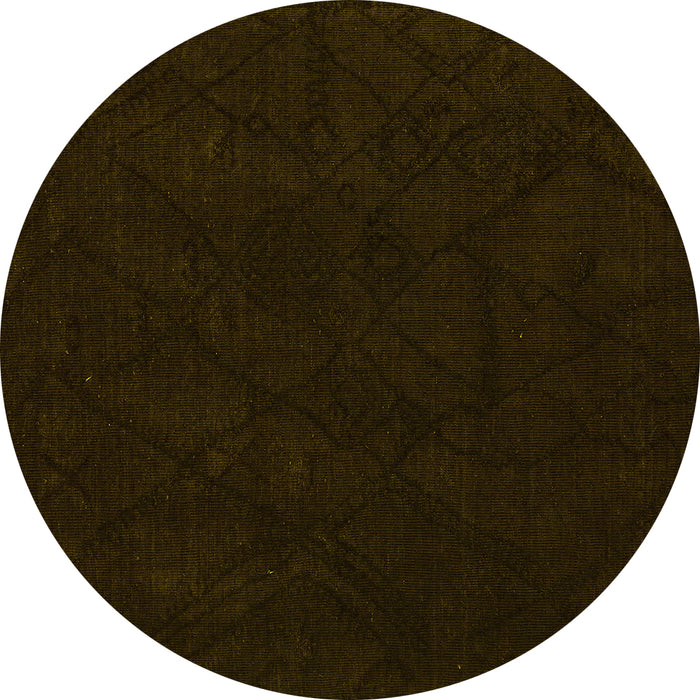 Round Abstract Yellow Modern Rug, abs4656yw