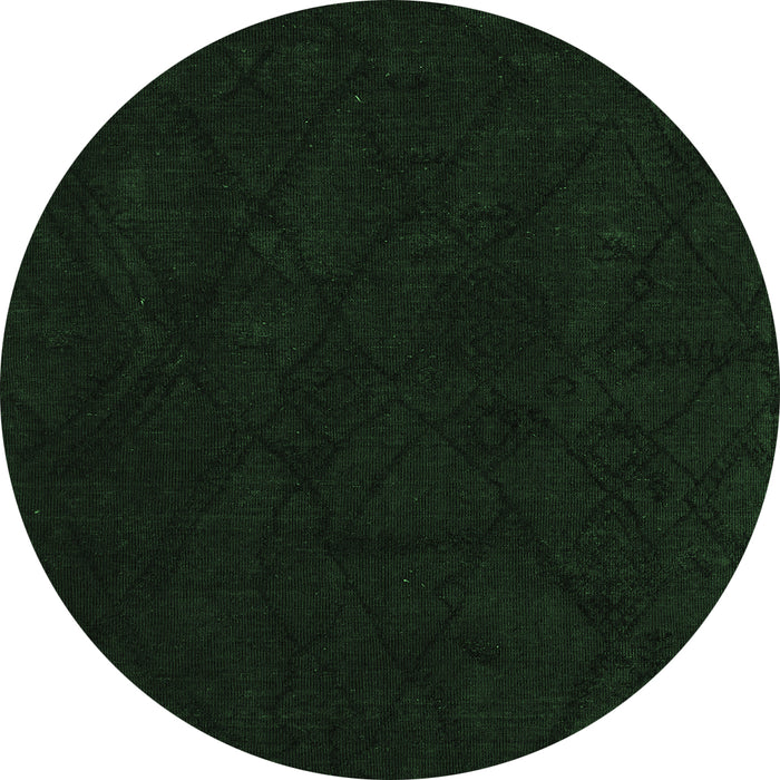 Round Machine Washable Abstract Emerald Green Modern Area Rugs, wshabs4656emgrn