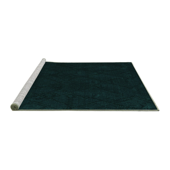 Sideview of Machine Washable Abstract Turquoise Modern Area Rugs, wshabs4656turq