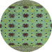 Round Machine Washable Abstract Light Blue Modern Rug, wshabs4657lblu