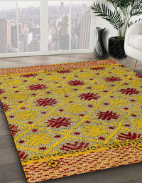 Abstract Saffron Yellow Modern Rug, abs4657