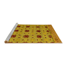 Sideview of Machine Washable Abstract Yellow Modern Rug, wshabs4657yw
