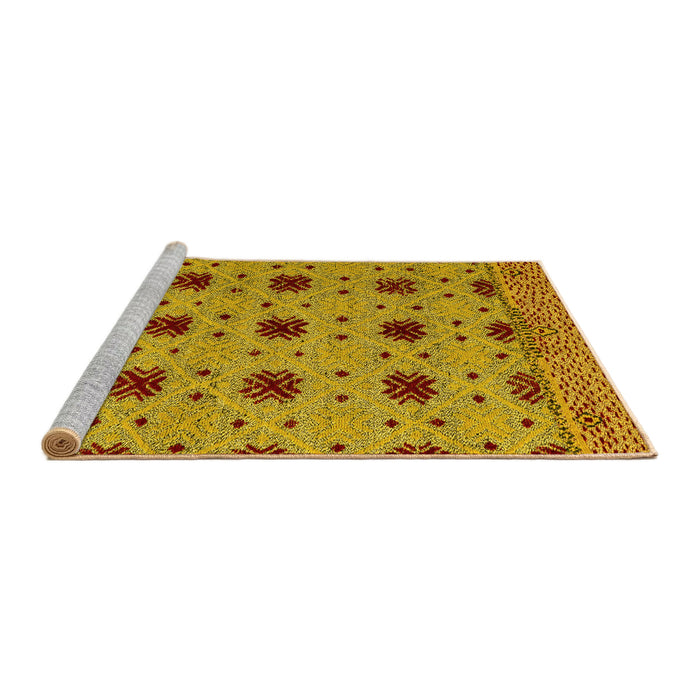 Sideview of Machine Washable Abstract Yellow Modern Rug, wshabs4657yw