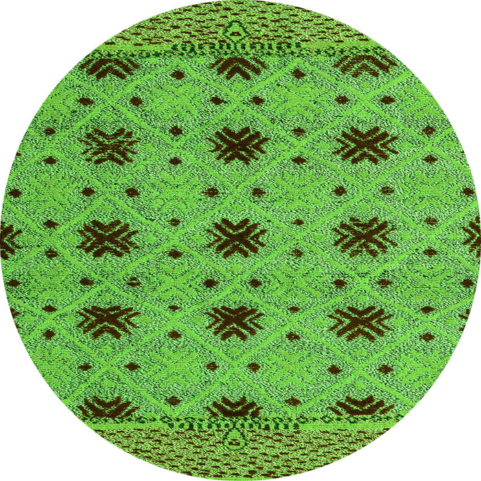 Round Machine Washable Abstract Green Modern Area Rugs, wshabs4657grn
