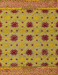 Machine Washable Abstract Saffron Yellow Rug, wshabs4657