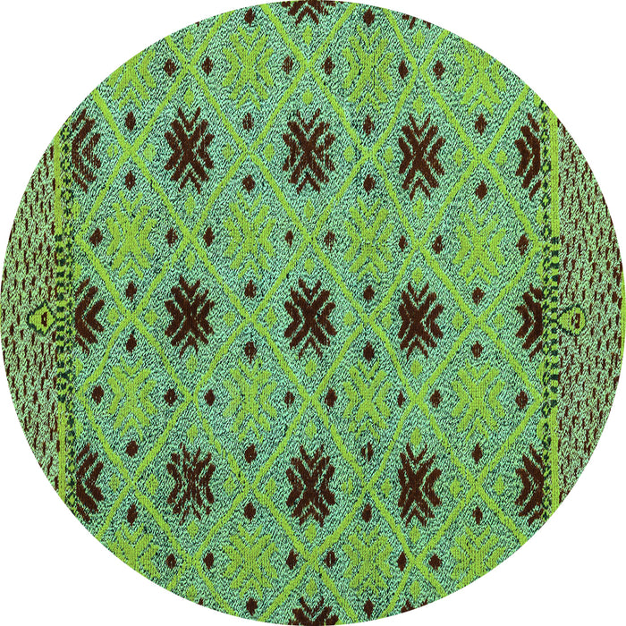Round Machine Washable Abstract Turquoise Modern Area Rugs, wshabs4657turq