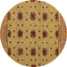 Round Machine Washable Abstract Brown Modern Rug, wshabs4657brn