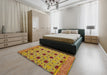 Machine Washable Abstract Saffron Yellow Rug in a Bedroom, wshabs4657