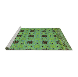 Sideview of Machine Washable Abstract Turquoise Modern Area Rugs, wshabs4657turq