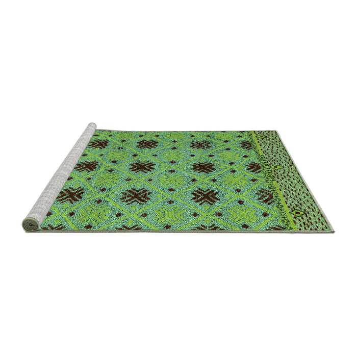 Sideview of Machine Washable Abstract Turquoise Modern Area Rugs, wshabs4657turq