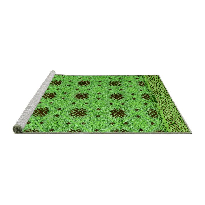 Sideview of Machine Washable Abstract Green Modern Area Rugs, wshabs4657grn
