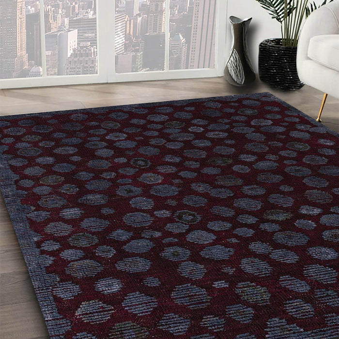 Machine Washable Abstract Chocolate Brown Rug in a Family Room, wshabs4658